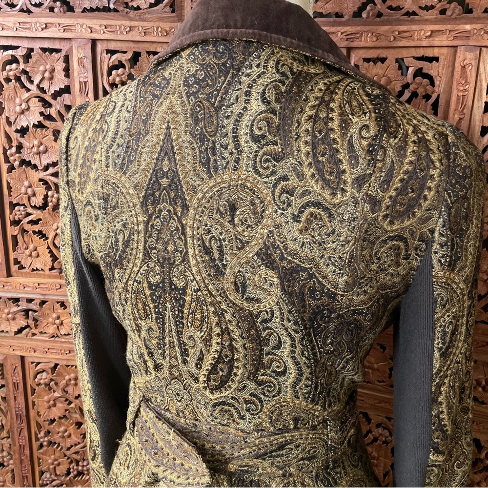 FREE PEOPLE Vintage Y2K Brown Paisley Belted Utility Trench Coat Duster Jacket - Picture 14 of 16